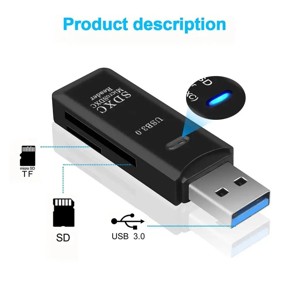 2-in-1 Multi Functional  USB 3.0 Card ReaderMicro SD TFMemoryCardReaderUSBFlashDrive CardreaderAdapter For PCLaptops Accessories