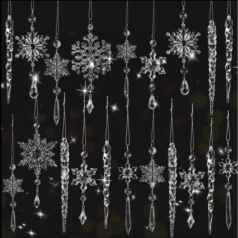 5/10Pcs Christmas Decoration Xmas Tree Hanging Pendant Ornaments for Home Room Decor Acrylic Snowflake Navidad 2026 Accessory