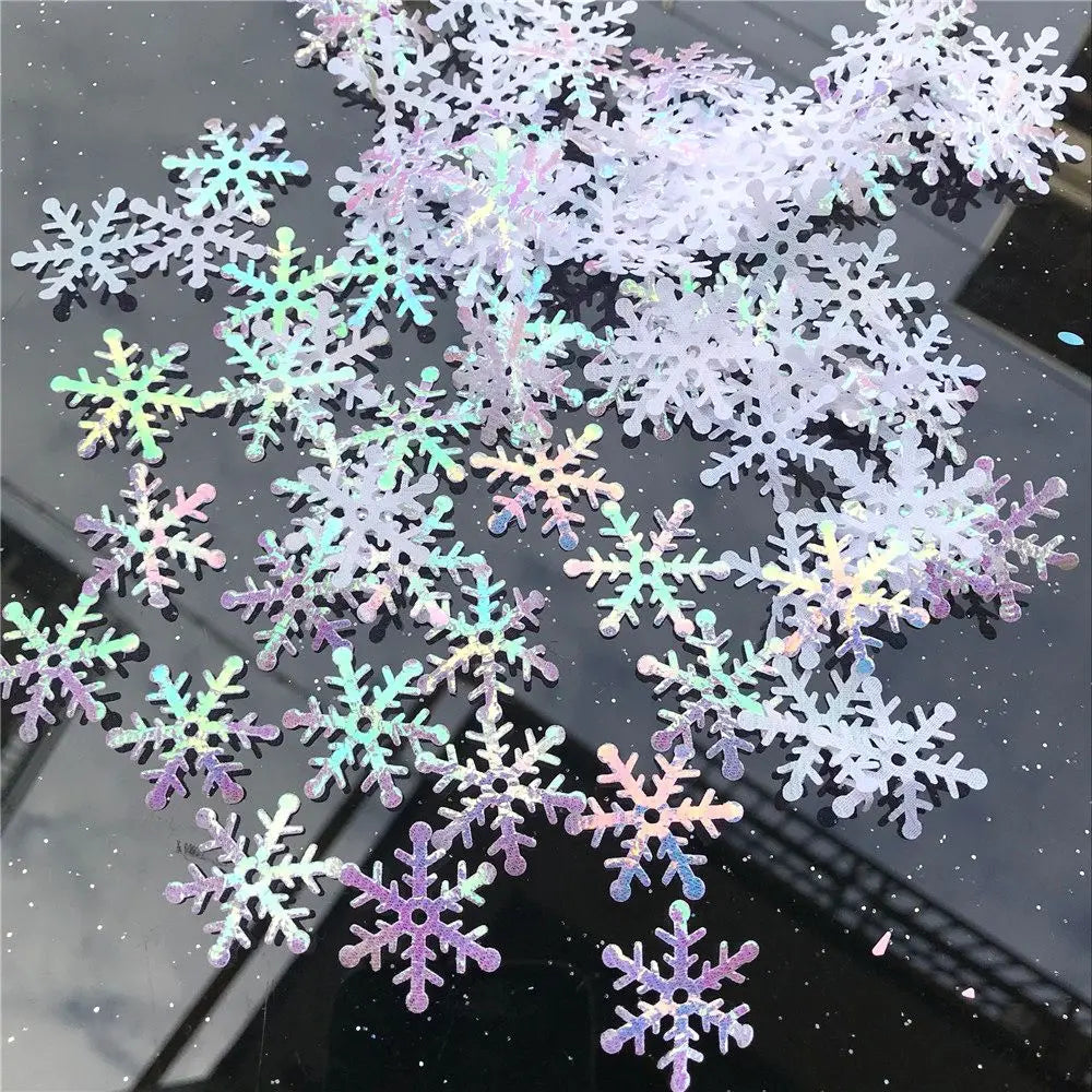 100/200/300Pcs Christmas Ornament Snowflake Xmas Birthday Party Wedding Decoration Handmade Home Decor Colorful Glitter Gifts