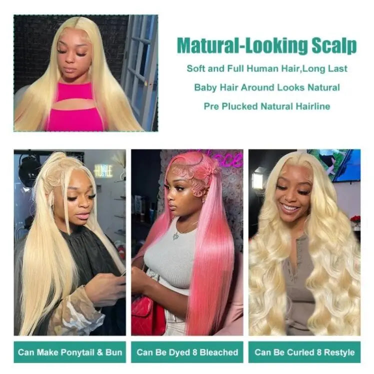 13x4 13x6 HD Transparent Full Frontal Lace 613 Blonde Colored Straight Remy Human Hair Wigs Lace Front Wigs For Women 34 36 Inch
