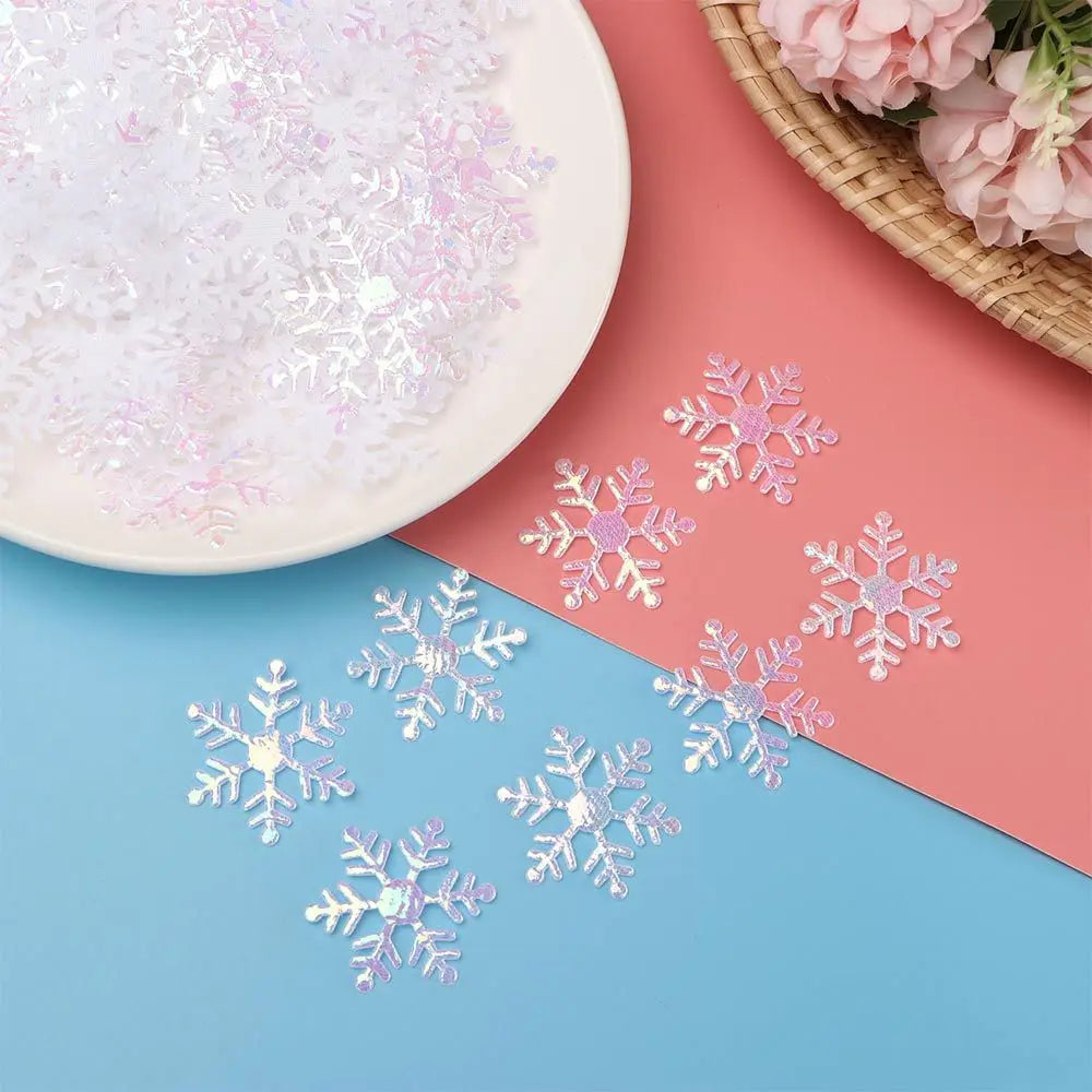 100/200/300Pcs Christmas Ornament Snowflake Xmas Birthday Party Wedding Decoration Handmade Home Decor Colorful Glitter Gifts