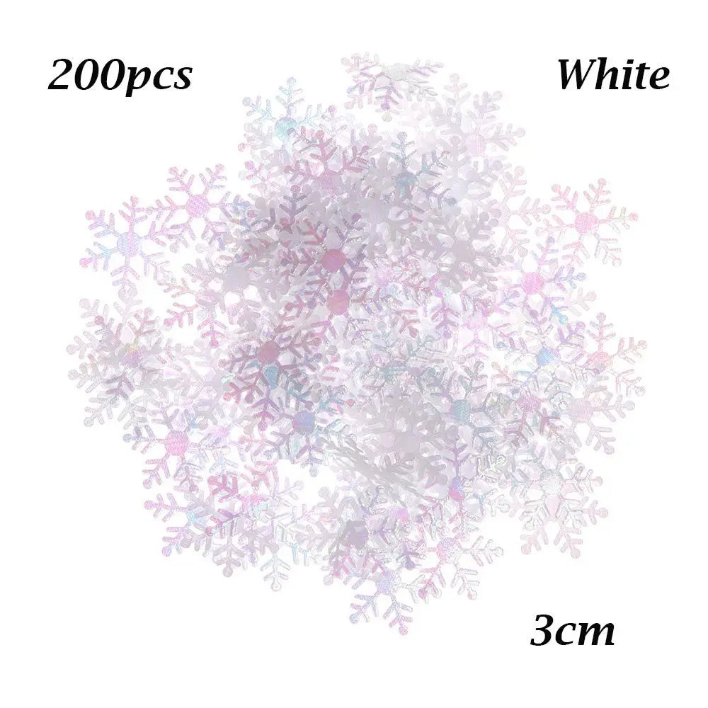 100/200/300Pcs Christmas Ornament Snowflake Xmas Birthday Party Wedding Decoration Handmade Home Decor Colorful Glitter Gifts