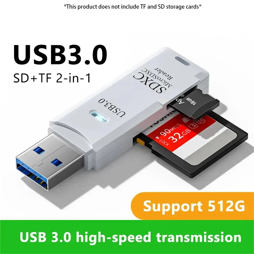 2-in-1 Multi Functional  USB 3.0 Card ReaderMicro SD TFMemoryCardReaderUSBFlashDrive CardreaderAdapter For PCLaptops Accessories