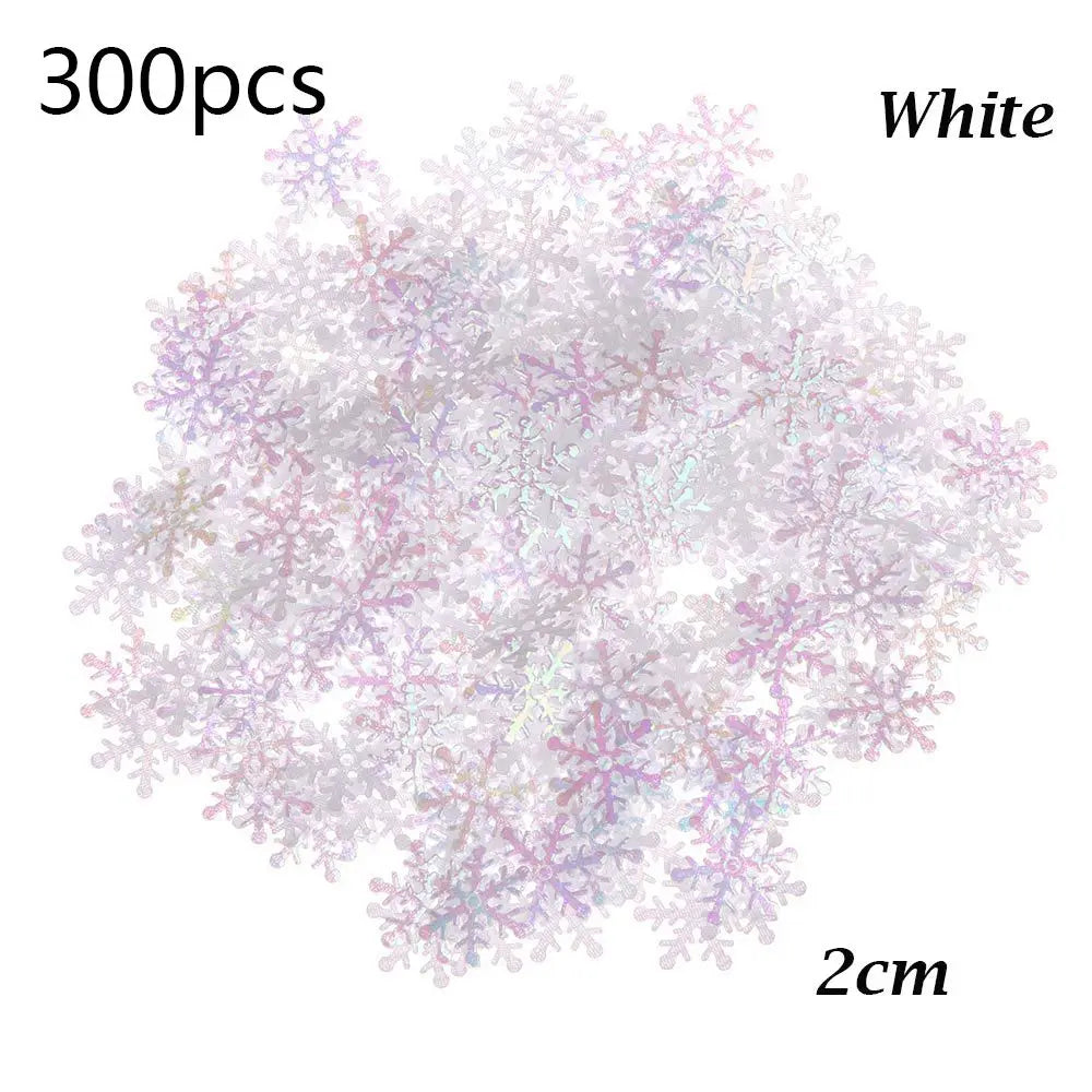 100/200/300Pcs Christmas Ornament Snowflake Xmas Birthday Party Wedding Decoration Handmade Home Decor Colorful Glitter Gifts