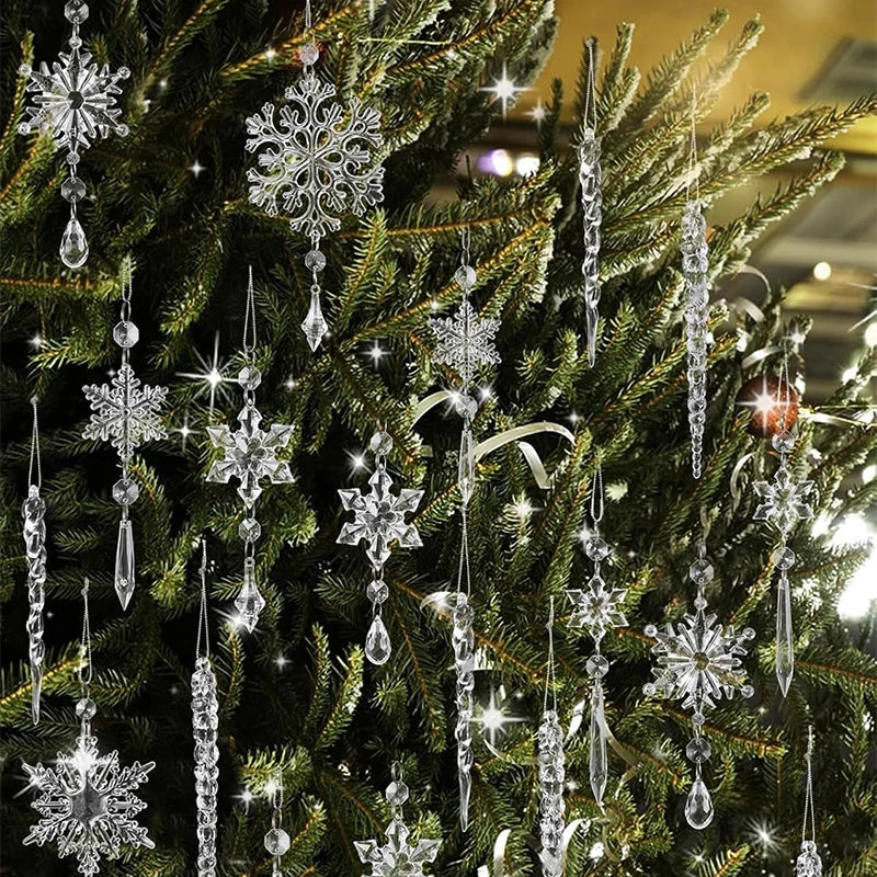 5/10Pcs Christmas Decoration Xmas Tree Hanging Pendant Ornaments for Home Room Decor Acrylic Snowflake Navidad 2026 Accessory