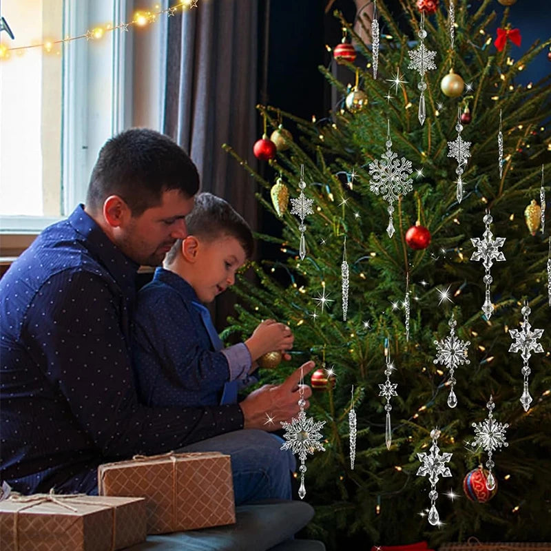 5/10Pcs Christmas Decoration Xmas Tree Hanging Pendant Ornaments for Home Room Decor Acrylic Snowflake Navidad 2026 Accessory