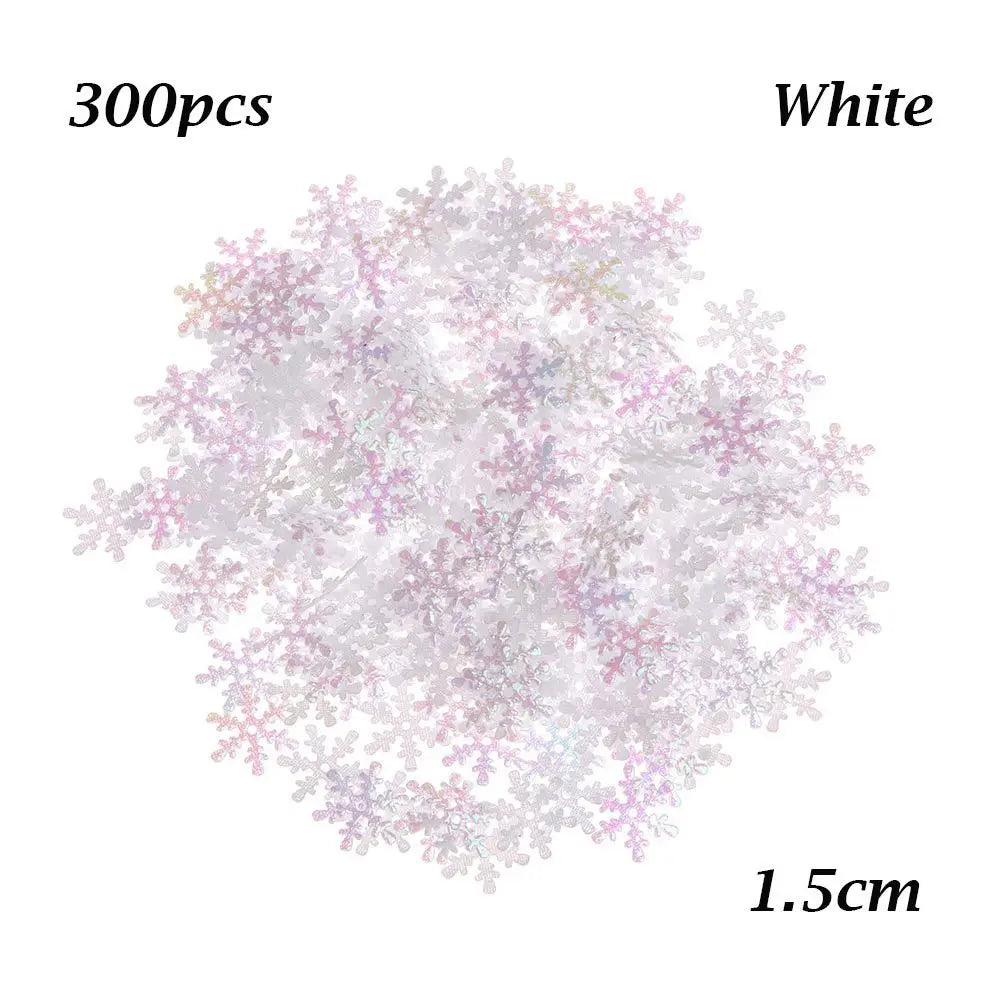100/200/300Pcs Christmas Ornament Snowflake Xmas Birthday Party Wedding Decoration Handmade Home Decor Colorful Glitter Gifts