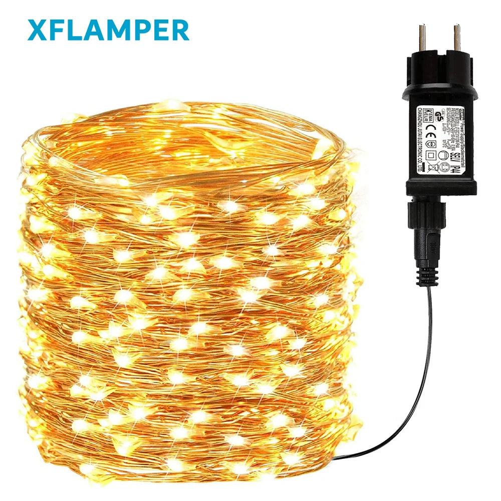 50M 100M LED Fairy String Lights Outdoor Waterproof Copper Wire Bendable  for Home Garden Party Wedding Christmas Decoration