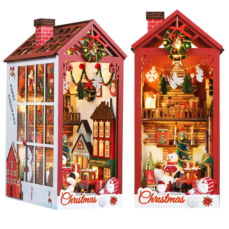 DIY Book Nook Kit Miniature Dollhouse Kit For Adult and Teens Christmas Gift Booknook Bookend Alley Model Build with Dust Cover