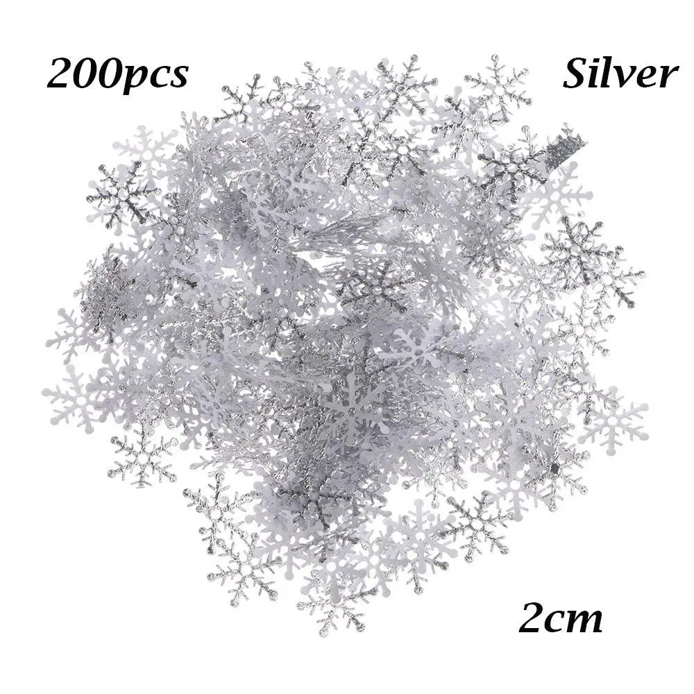 100/200/300Pcs Christmas Ornament Snowflake Xmas Birthday Party Wedding Decoration Handmade Home Decor Colorful Glitter Gifts