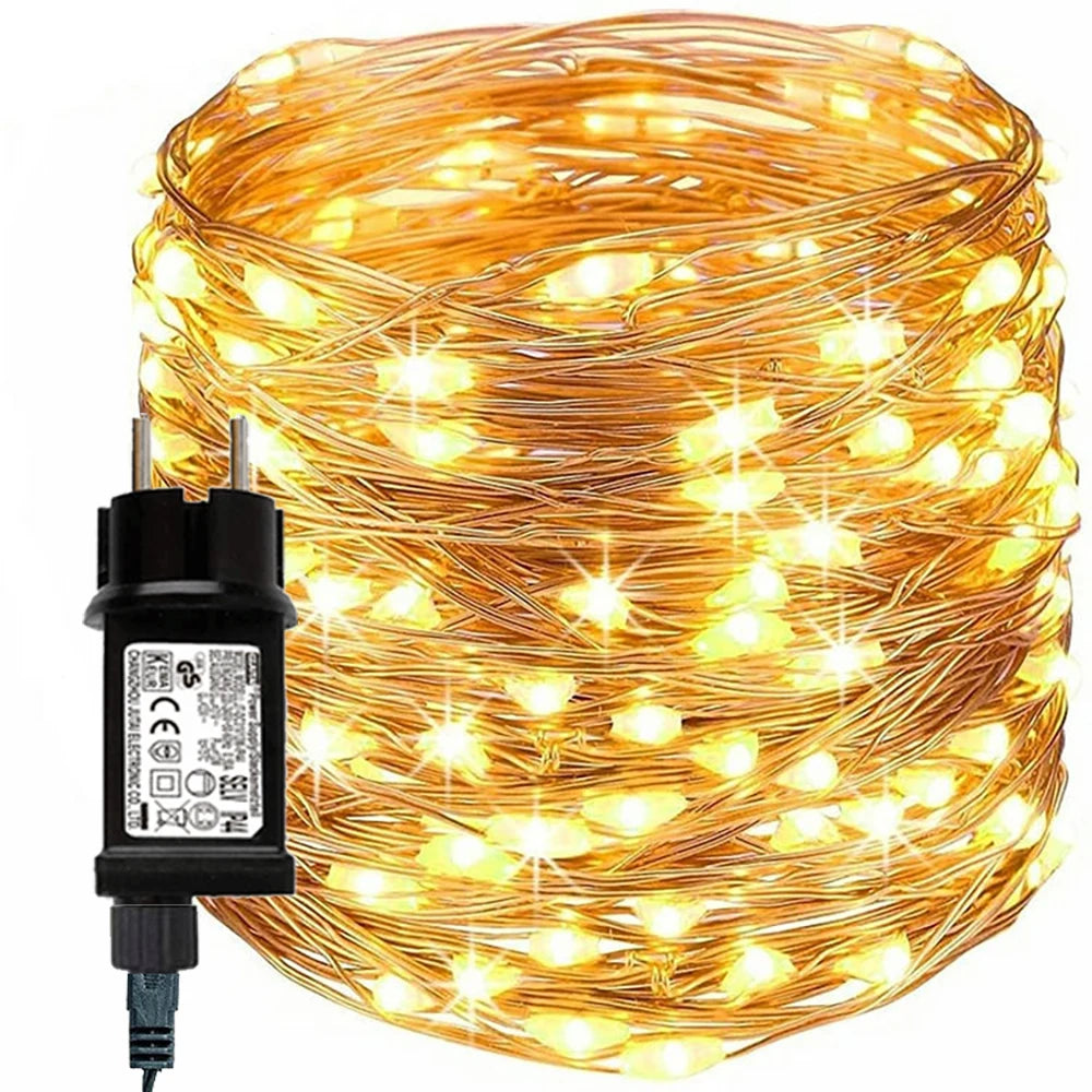 50M 100M LED Fairy String Lights Outdoor Waterproof Copper Wire Bendable  for Home Garden Party Wedding Christmas Decoration