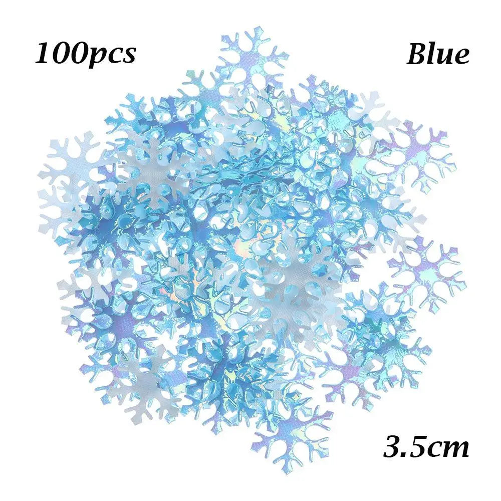 100/200/300Pcs Christmas Ornament Snowflake Xmas Birthday Party Wedding Decoration Handmade Home Decor Colorful Glitter Gifts