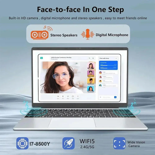 15.6" Intel Core i7 8500Y Windows 11 Pro Laptops Fingerprint unlock 16GB RAM 1TB SSD Office Gamer Study notebook Computer PC