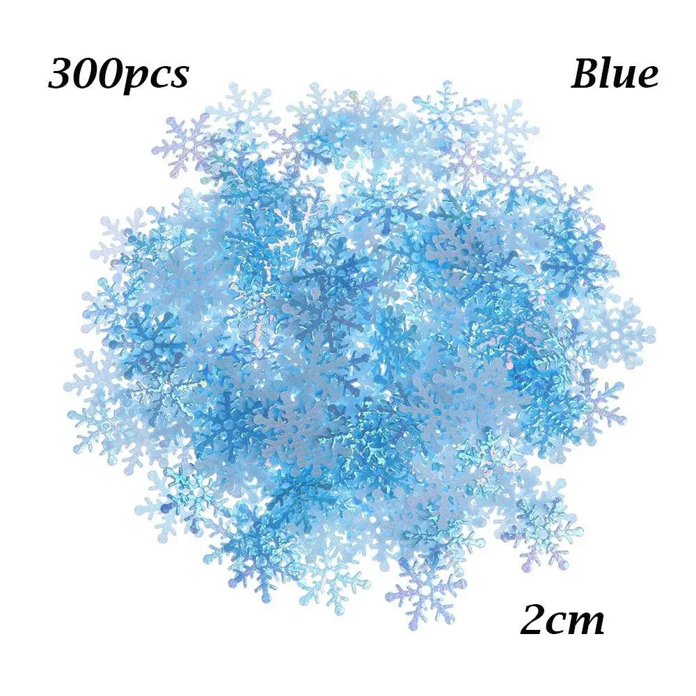 100/200/300Pcs Christmas Ornament Snowflake Xmas Birthday Party Wedding Decoration Handmade Home Decor Colorful Glitter Gifts