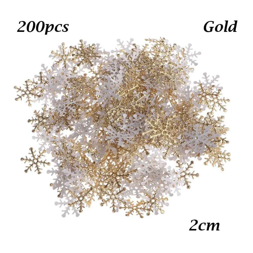 100/200/300Pcs Christmas Ornament Snowflake Xmas Birthday Party Wedding Decoration Handmade Home Decor Colorful Glitter Gifts