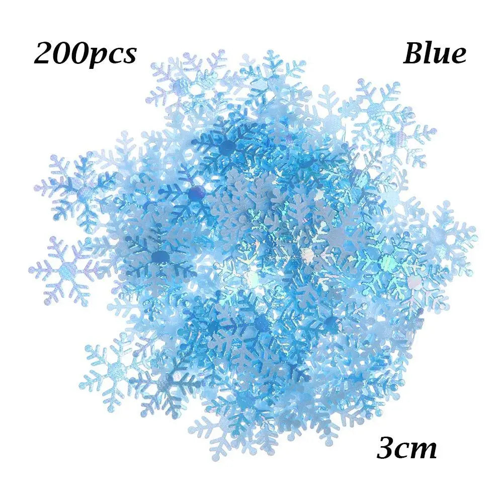 100/200/300Pcs Christmas Ornament Snowflake Xmas Birthday Party Wedding Decoration Handmade Home Decor Colorful Glitter Gifts