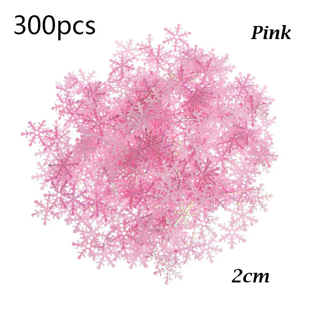 100/200/300Pcs Christmas Ornament Snowflake Xmas Birthday Party Wedding Decoration Handmade Home Decor Colorful Glitter Gifts